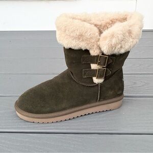 Koolaburra by Ugg Sulana Short Boot Olive Green Shearling Lining Size 6